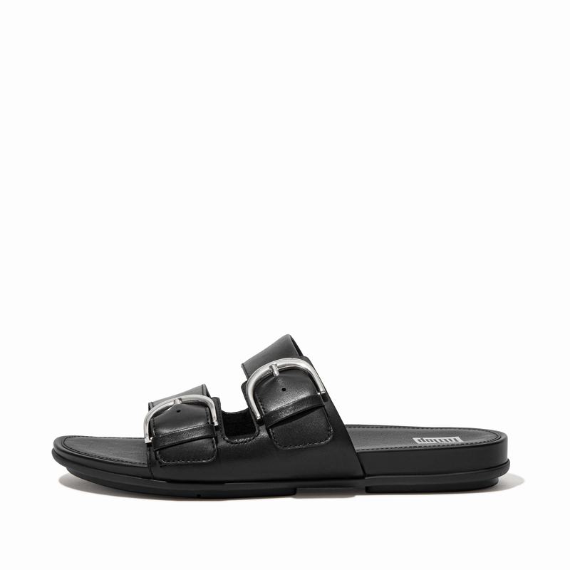 FitFlop Gracie Leder Schwarz - FitFlop Pantoletten Damen Schweiz [ODSI-02614]